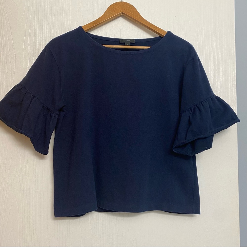 J Crew Women’s Size Small Navy Blue Peplum Sleeve